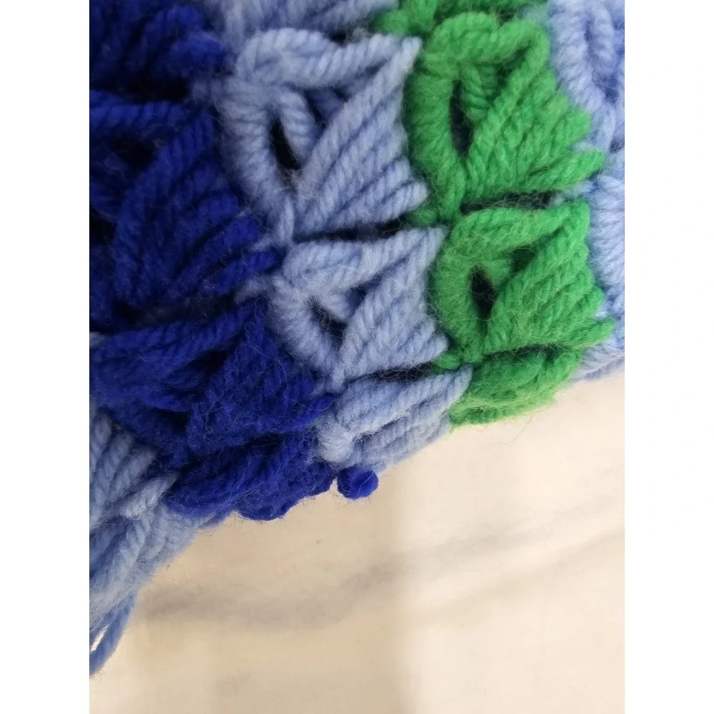 Vintage Large Colorful Crochet Afghan Blanket Throw 79x41 Grannycore